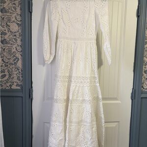 ANTONIO MELANI White Long Sleeve Eyelet Dress